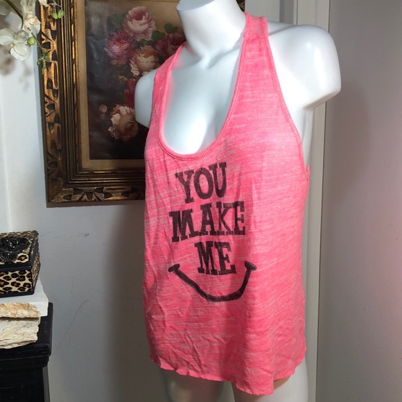 Y2K Pink Spring Break Souvenir Tank Top Tee Swim Cover-up You make me Smile OS - Picture 1 of 5